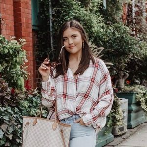 Bubble front plaid top